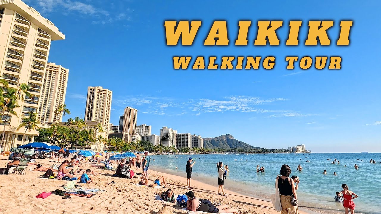 Waikiki Walking Tour 4K 🌴 Hilton Hawaiian Village Beach to Queens Walkway | No Talking