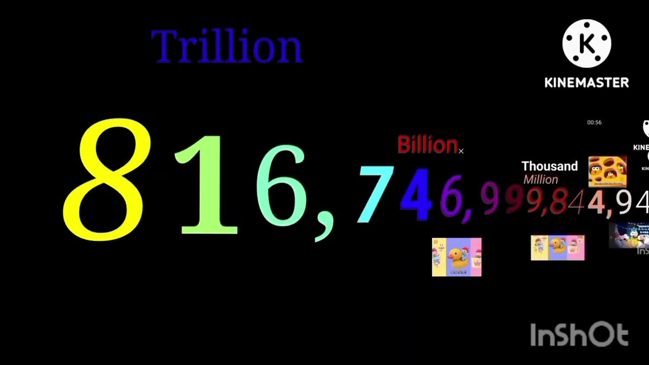 Numbers 0 to 1 Quintillion with sound effects 