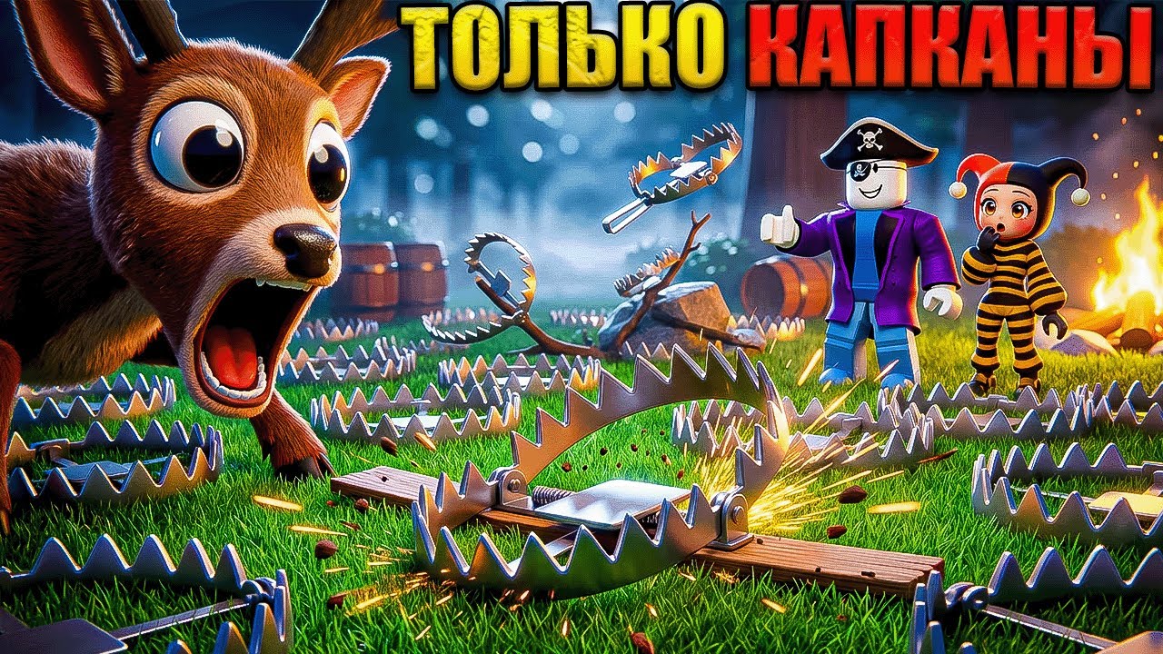 😱 КАПКАНЫ ИМБА! ПРОЖИЛИ БЕЗ ОРУЖИЯ 99 НОЧЕЙ В ЛЕСУ В РОБЛОКС!