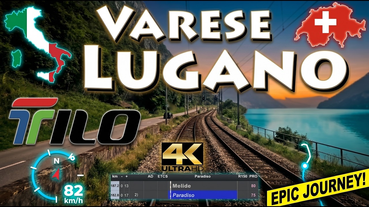 CABRIDE 4K 🇮🇹 Varese 🇨🇭 Mendrisio - Lugano 🏞 S50 S10 Tilo - Tessin Lombardei - Ticino Lombardia🌞