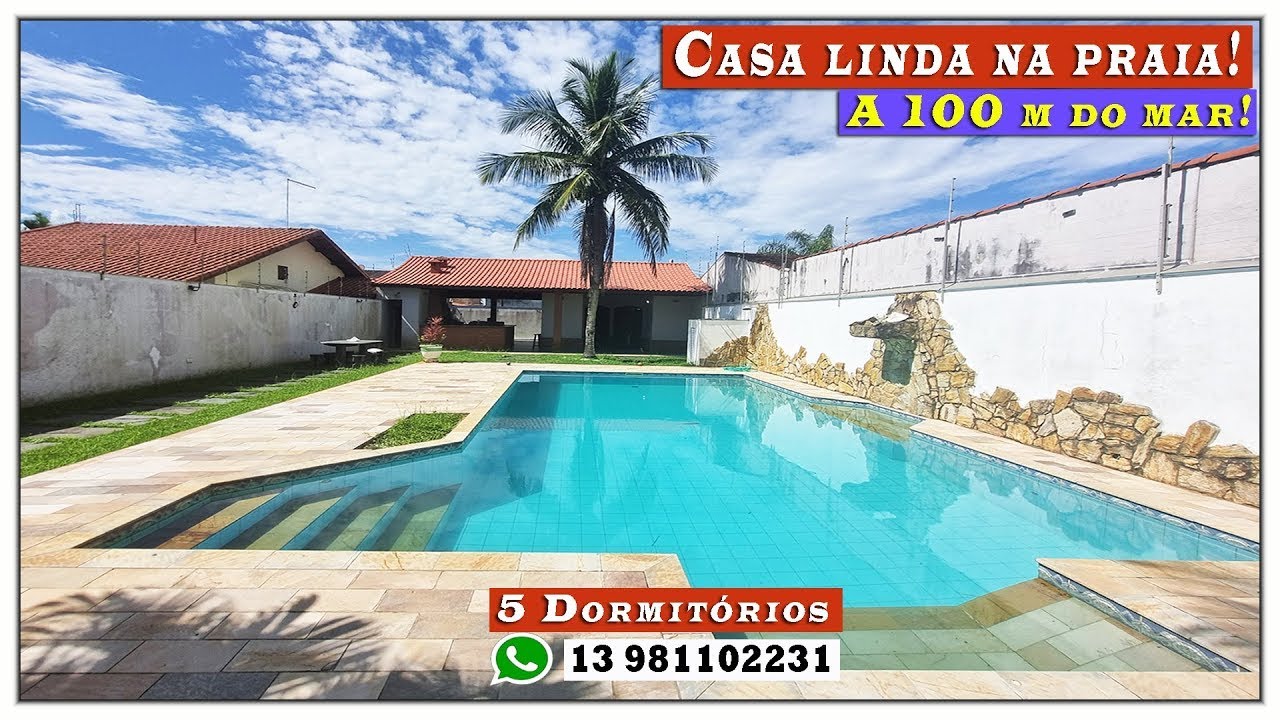 🏠 CASONA NA PRAIA A 100 M DO MAR COM PISCINA 5 DORMITÓRIOS!