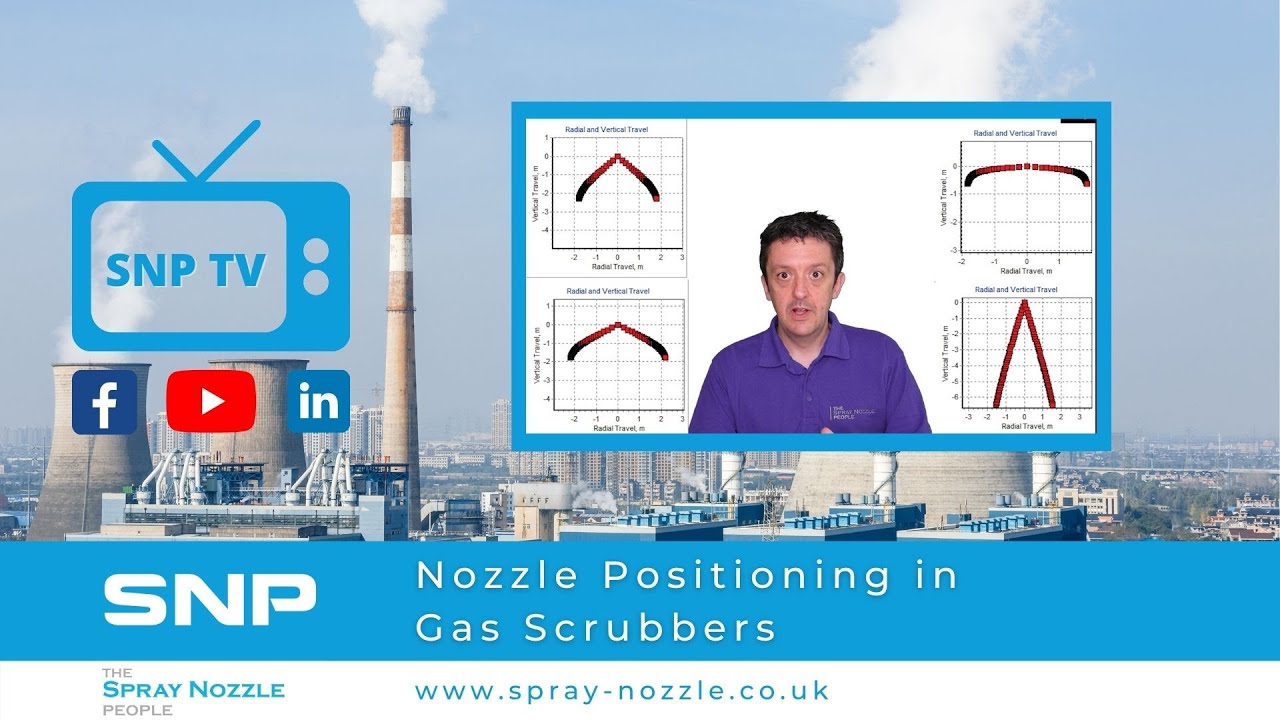 Nozzle positioning in gas scrubbing systems