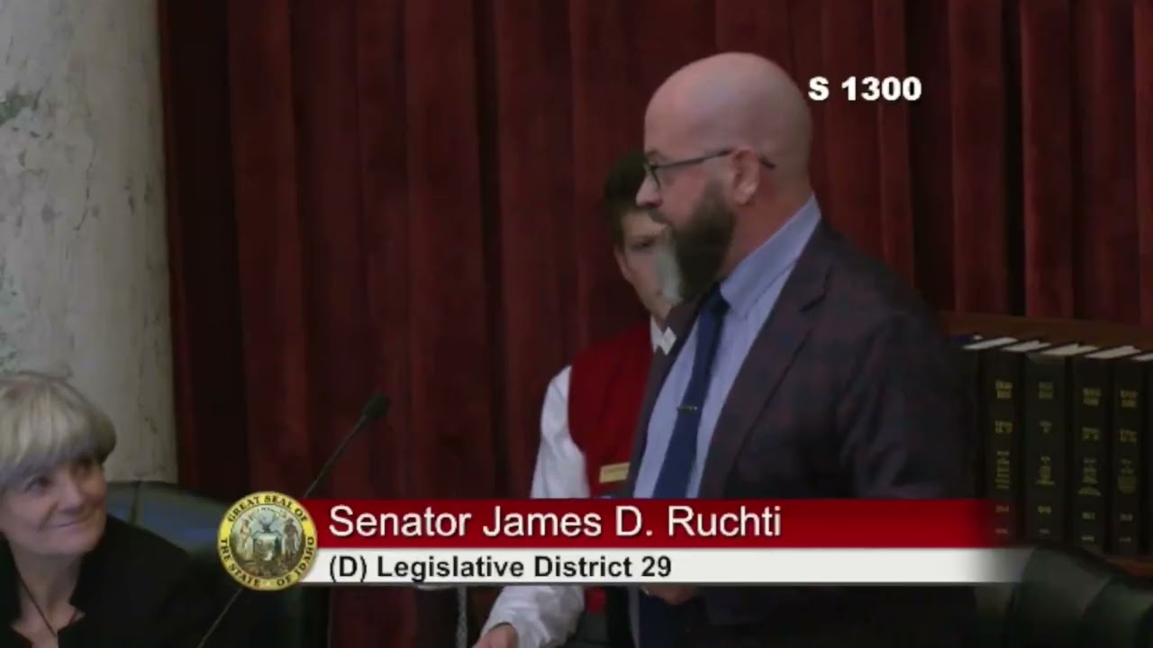 Idaho State Senator James Ruchti speaks in opposition to SB 1300 on the floor of the Idaho Senate