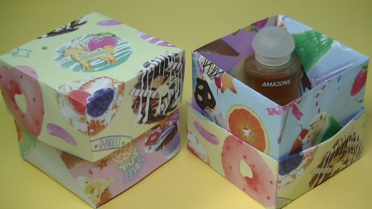 折り紙２枚で作る箱と蓋・３枚と糊と定規を使います・Origami gift box・Mr coin origami channel１５