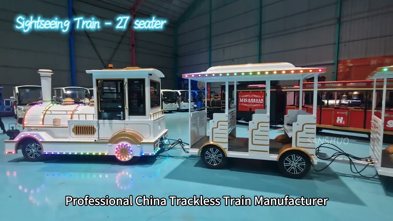 Medium sized train, white & gold color. Electric and fuel power for choose, price is different