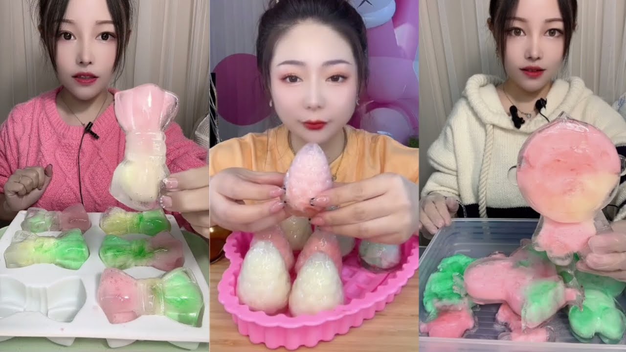 CRUNCHY ICE WITH COLORED FOAM | THIN FOAM ICE INSIDE #iceeating #asmr #asmrice #foamice