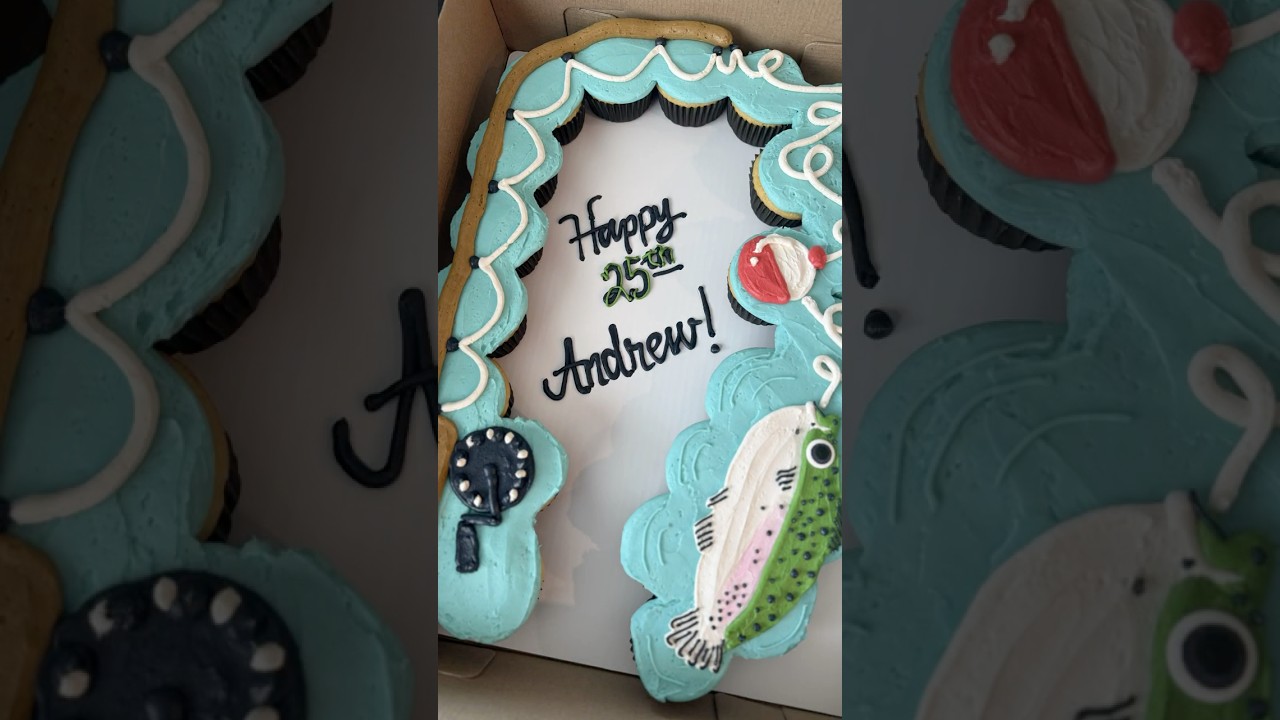 Fishing themed pull apart cupcake cake
