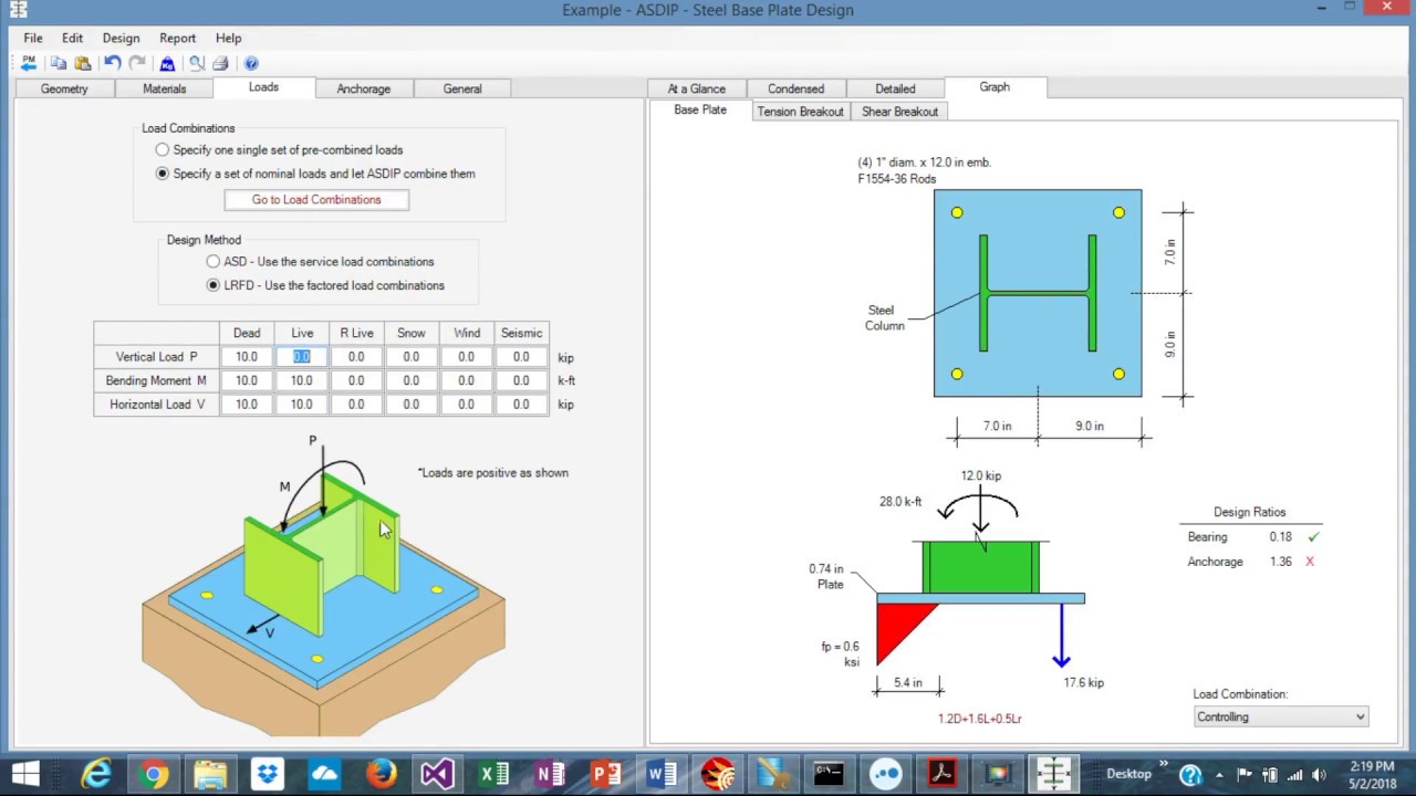 Anchor rod design example using ASDIP STEEL