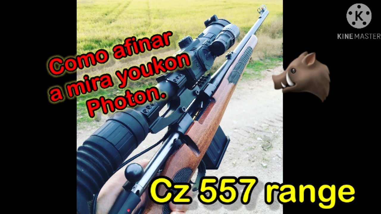 Como fixar Calha picatili na CZ 557, afinação da mira yukon photon RT a 50 e 100 mts.