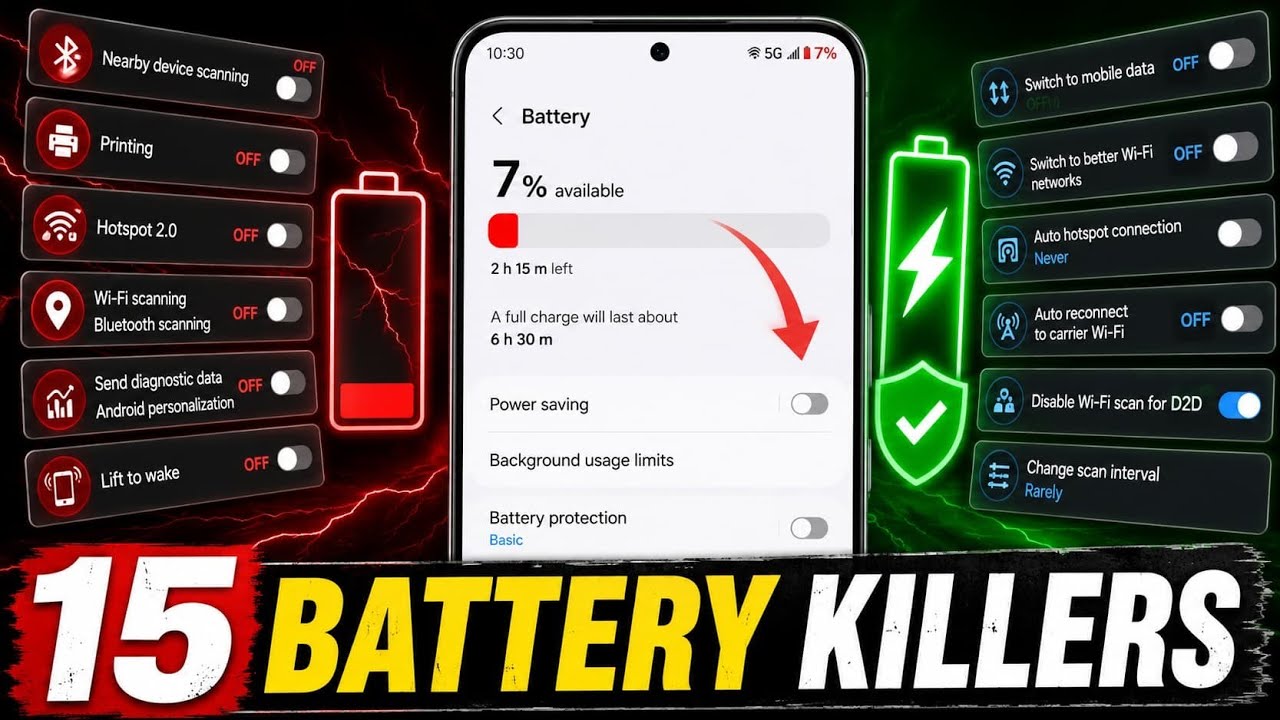 Fix One UI 8.5 Battery Drain (15 Settings)!