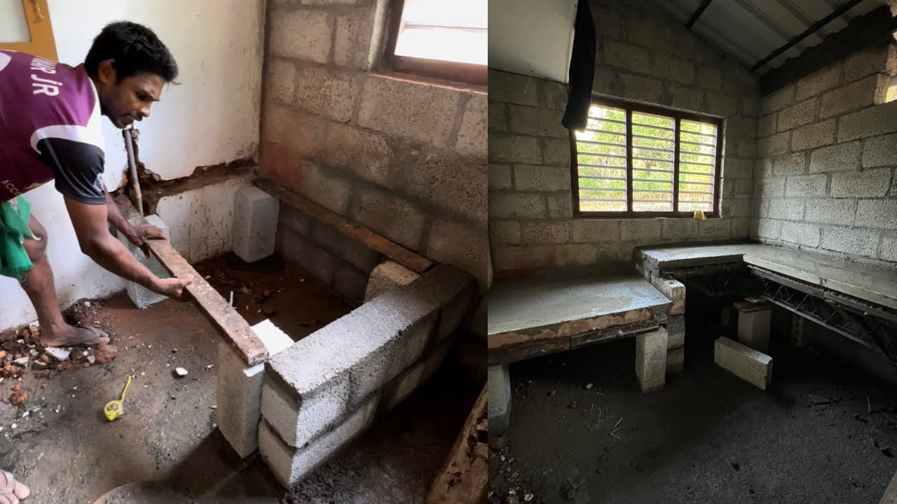 Work Area യിലെ അടുപ്പ് സ്ലാബും,റാക്കും സിമ്പിളായി എങ്ങനെ ചെയ്യാം!!അളവുകൾ ഏങ്ങനെ എത്ര ??