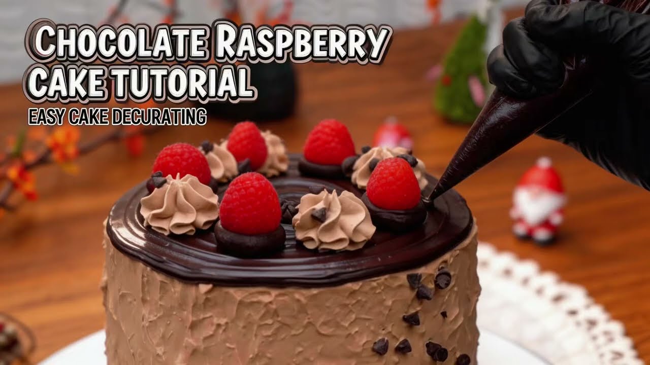 ASMR chocolate raspberry cake