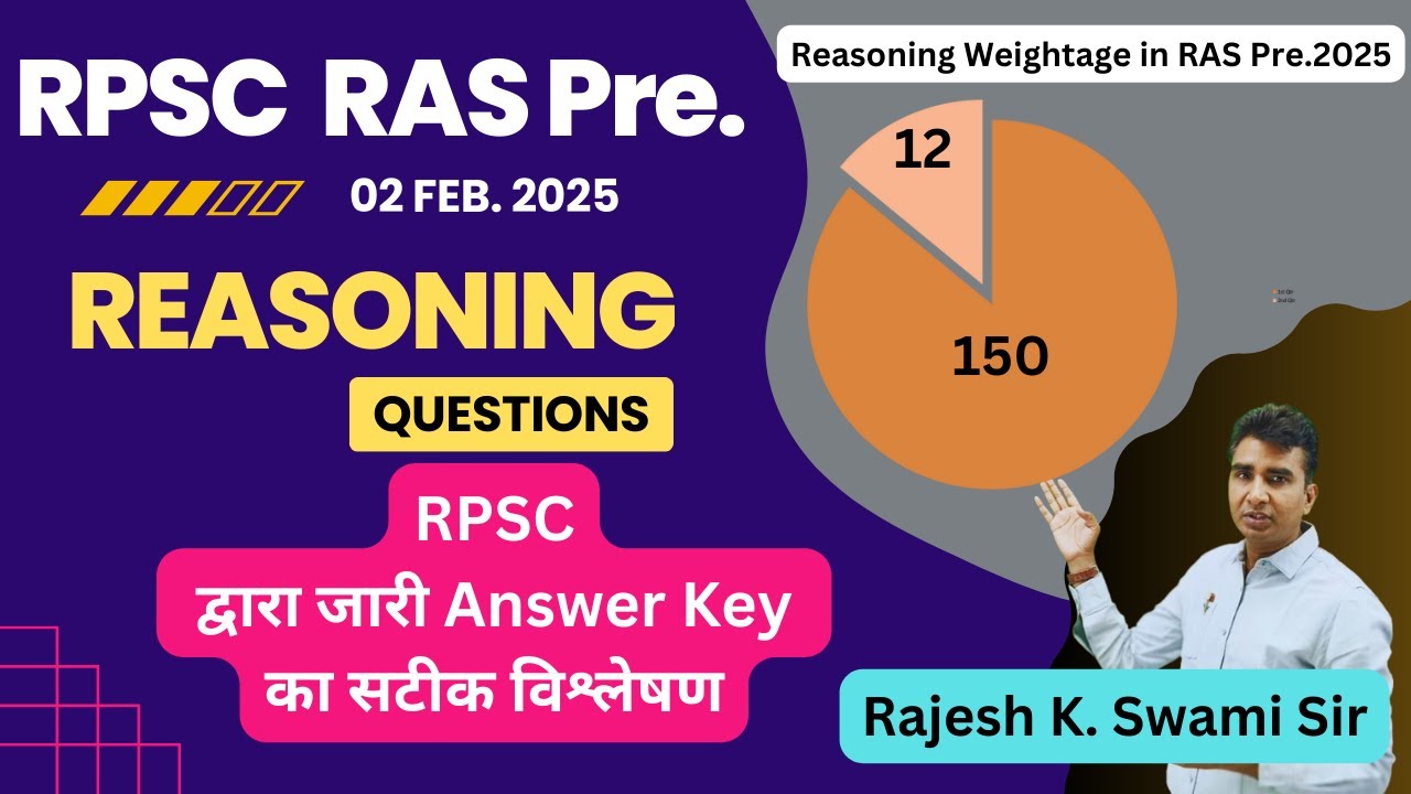 RAS Pre 02 Feb.2025 Exam Answer Key With Solution RAS 2024  Reasoning Question | Rajesh K. Swami Sir