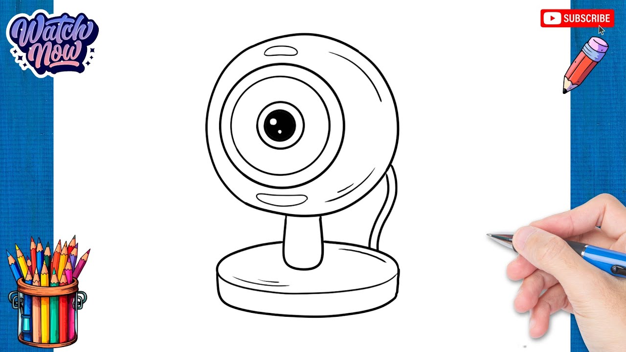 How to draw Webcam - Electronic Devices Drawing