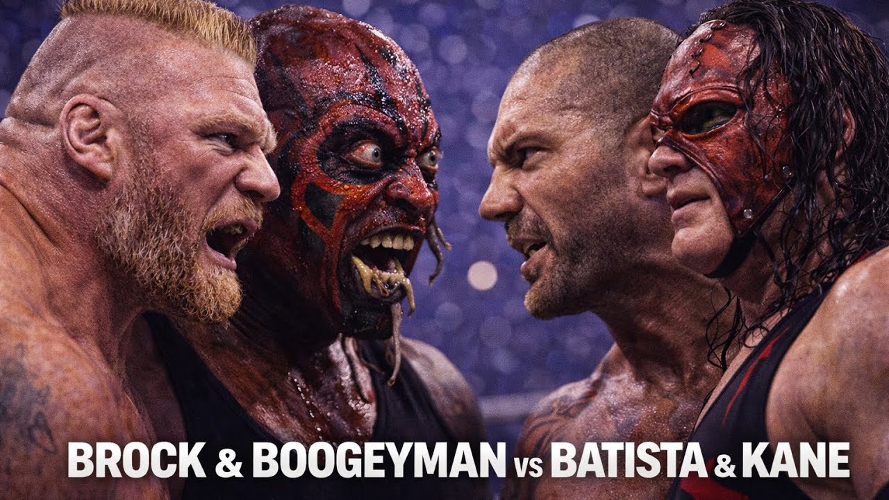 WWE Full Match Brock Lesnar And Boogeyman Vs Batista And Kane 
