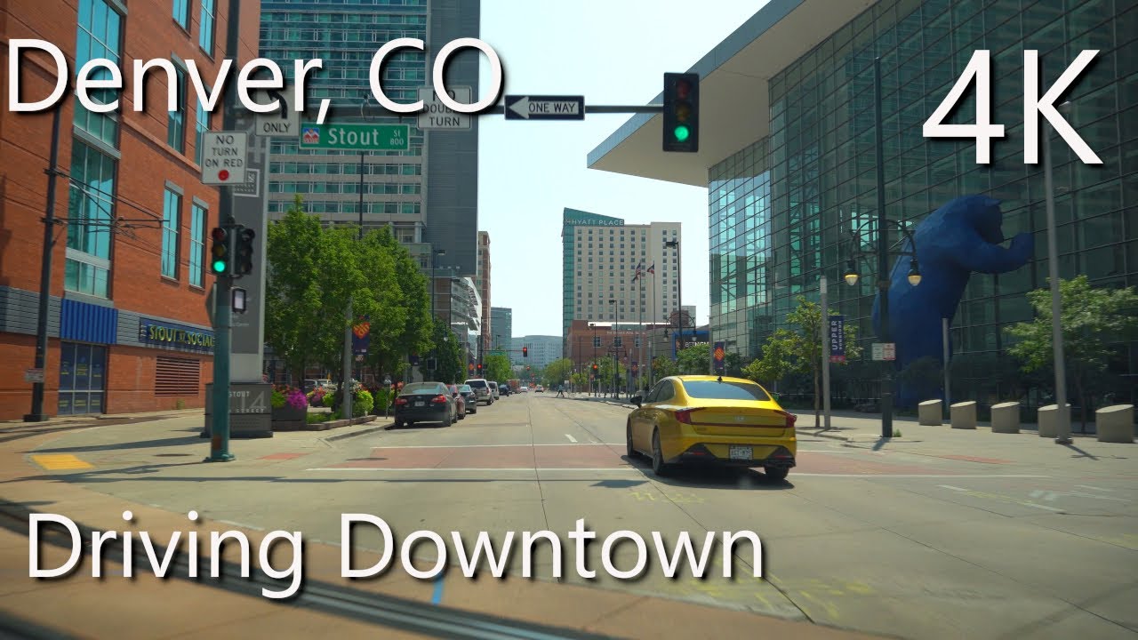 Denver, Colorado - 4K HDR - Relaxing Ride, Driving Downtown