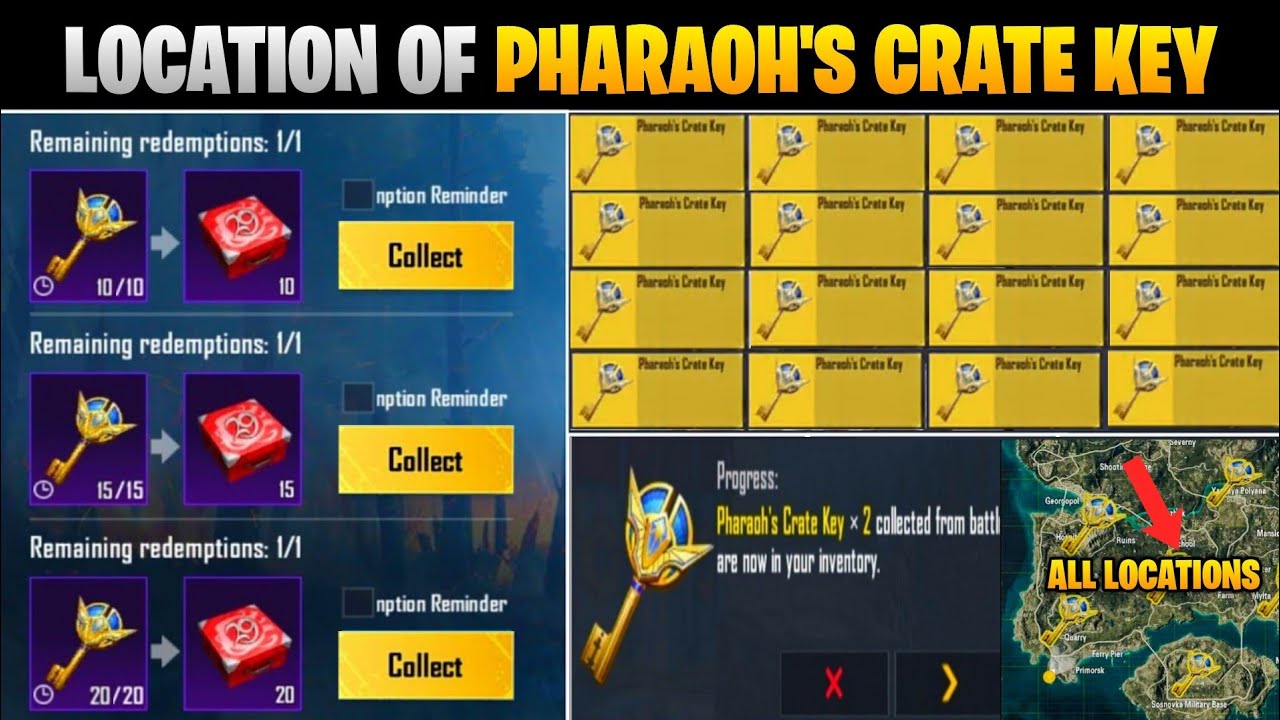 How To Get Pharaoh's Crate Key in BGMI/PUBGM | All Pharaoh Key Locations | Warrior Challenge Event
