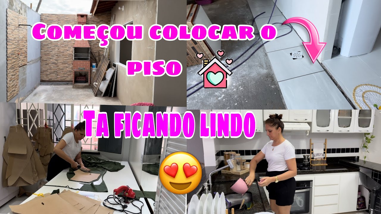 Começou colocar o piso na área de serviço / área gourmet 🥰 tá ficando lindo 😍rotina de trabalho 🙌