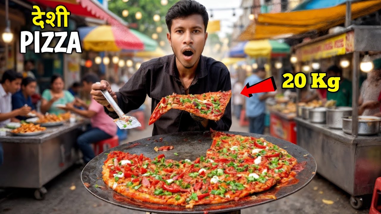 We Cook 20KG Biggest Deshi Pizza 🍕| यह है देशी पिज़्ज़ा 🍕 | 