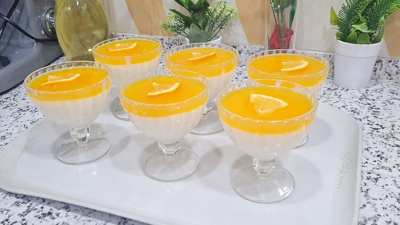 🌙إلى عندك الحليب والبرتقال حضري تحلية باااردة ساهلة لذيذة ومنعشة👌😋