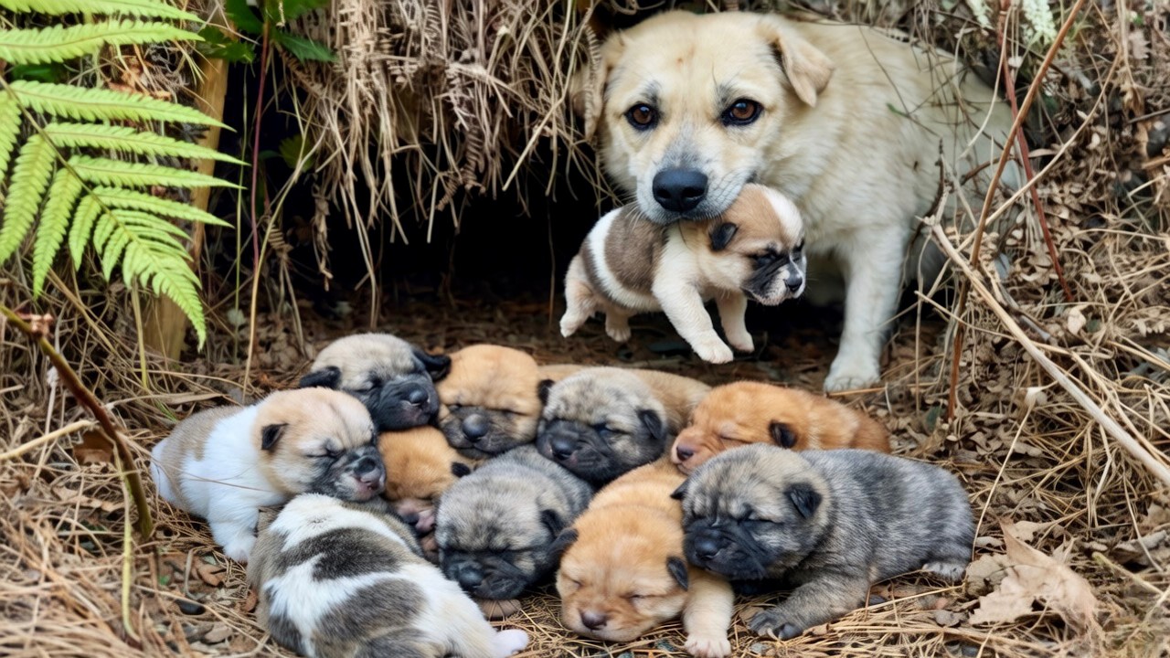 Мама-собака🐕 вдруг схватила щенка… следующий миг был неожиданным❤️