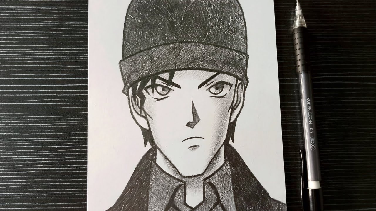 رسم اكاي شويتشي من انمي المحقق كونان | رسم انمي | drawing akai shuichi