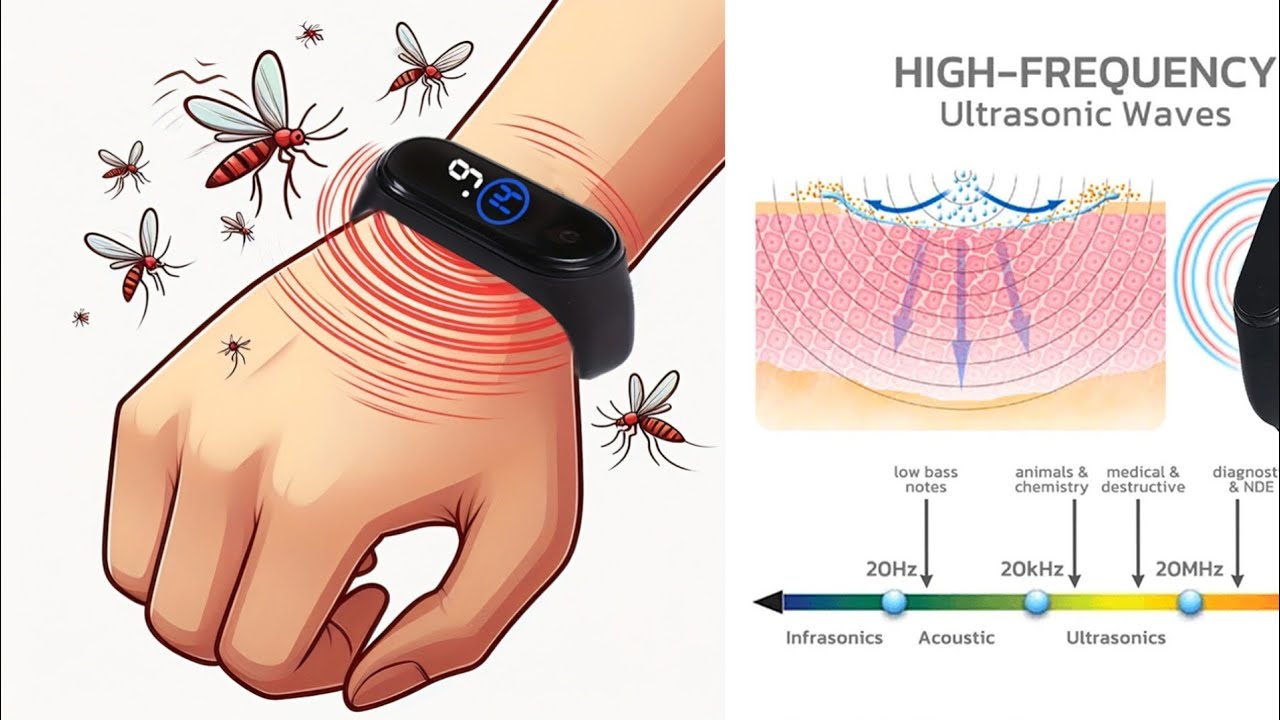 Unisex Wearable Mosquito Repellent Wristband, Physical & Ultrasonic, Non-Chemical
