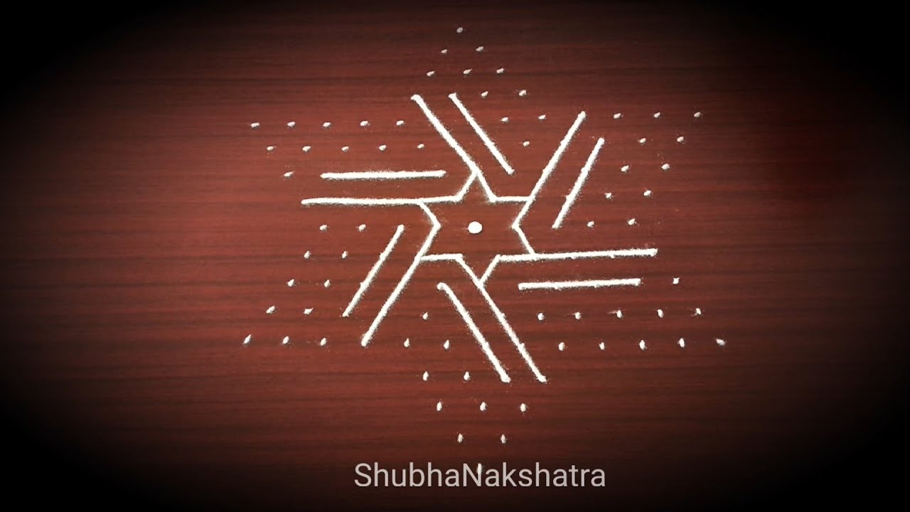 9x5 dots🌹 Beautiful Rangoli Design for Ugadi 🌹427🌹 அழகான கோலம்🌹 ಸುಂದರವಾದ ರಂಗವಲ್ಲಿ