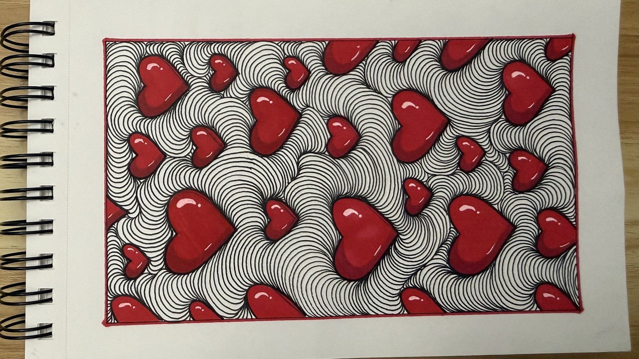 Relaxing Herat Pattern Drawing for Stress Relief | Valentine Theme Art | Zentangle Art