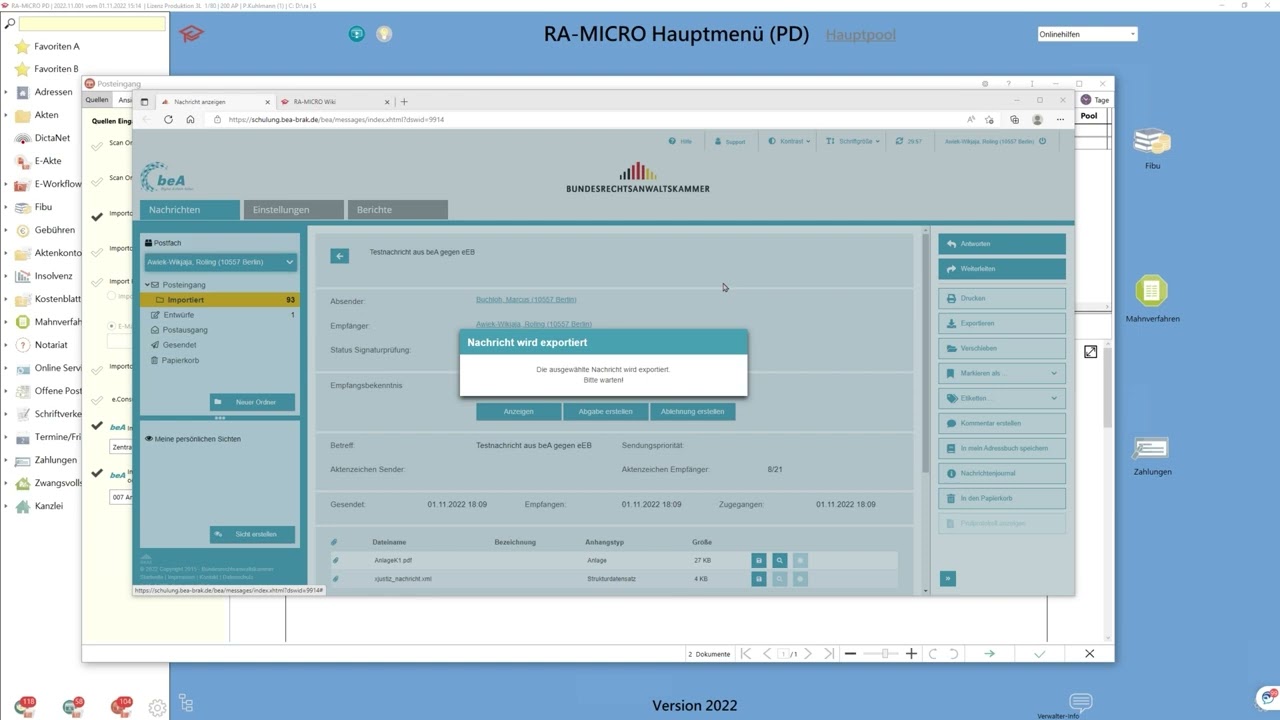 E-Workflow: beA - Nachrichten im Posteingang abrufen