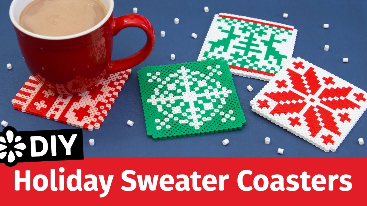DIY Holiday Sweater Perler Bead Coasters | Sea Lemon
