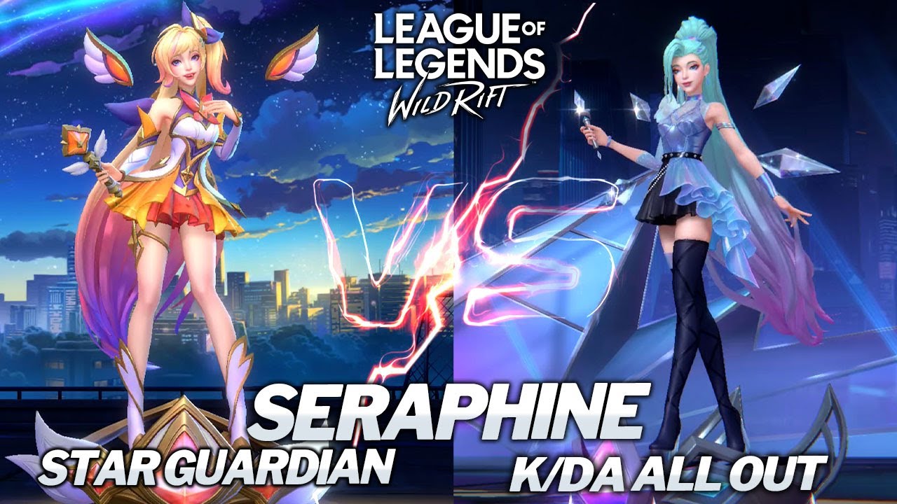 Star Guardian Seraphine VS K/DA All Out Seraphine ( Skins Comparison ) Wild Rift