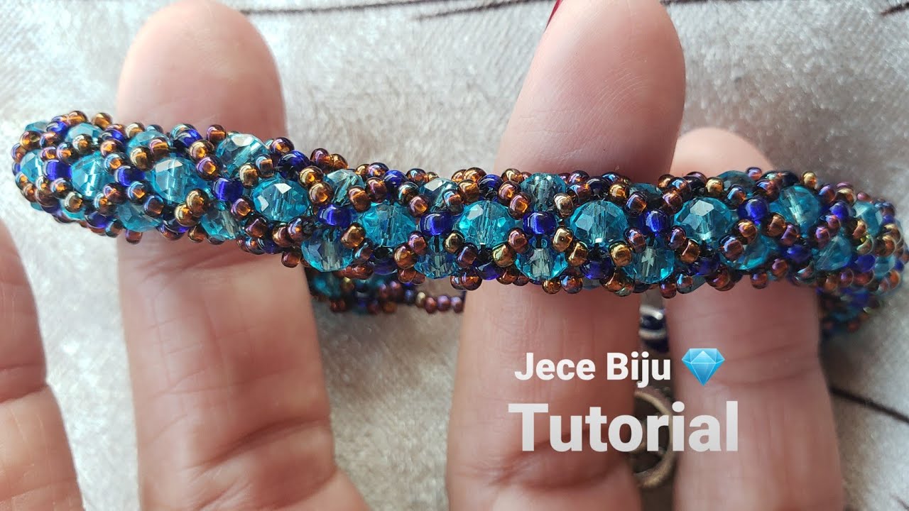 Pulseira Tubular de cristais e miçangas