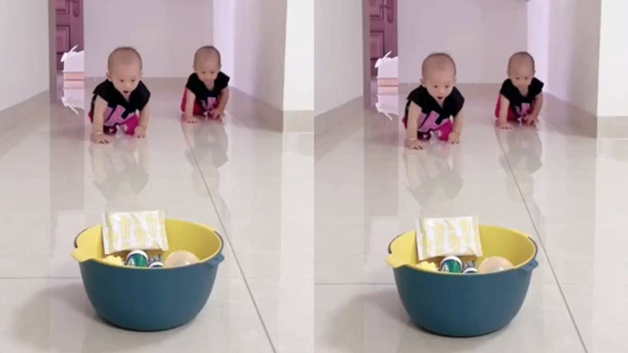 The twin brothers have different preferences, one likes cookies while the other likes yogurt.