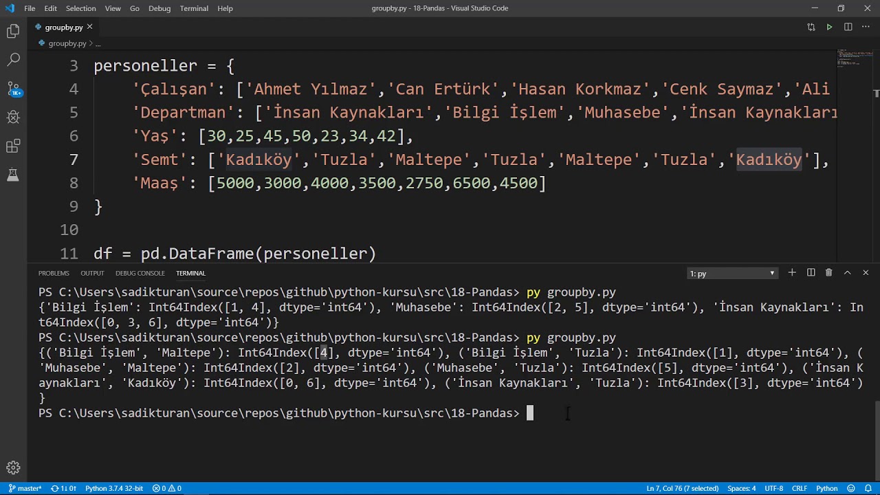 Python - Pandas DataFrame Groupby Kullanımı
