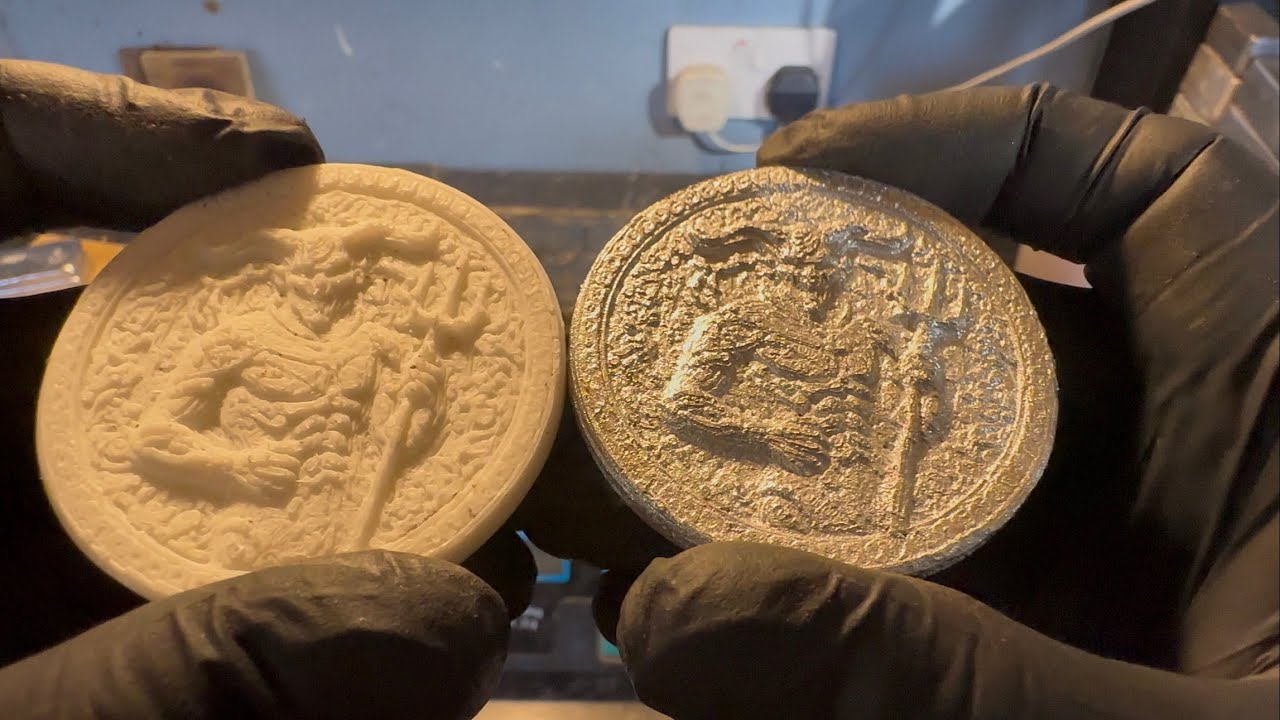 Melting zinc and casting a demon coin - Electric furnace- trash to treasure 