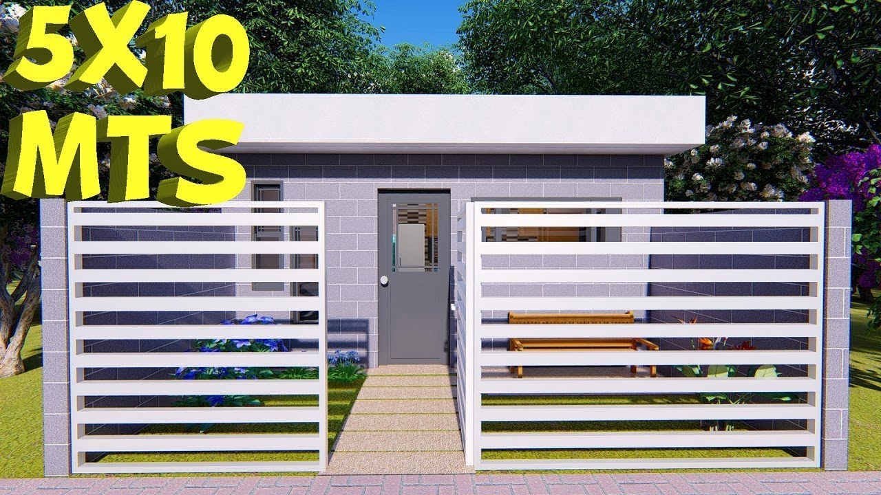 Plano de casa 5x10 metros con 1 dormitorio / 5x10 House Plans