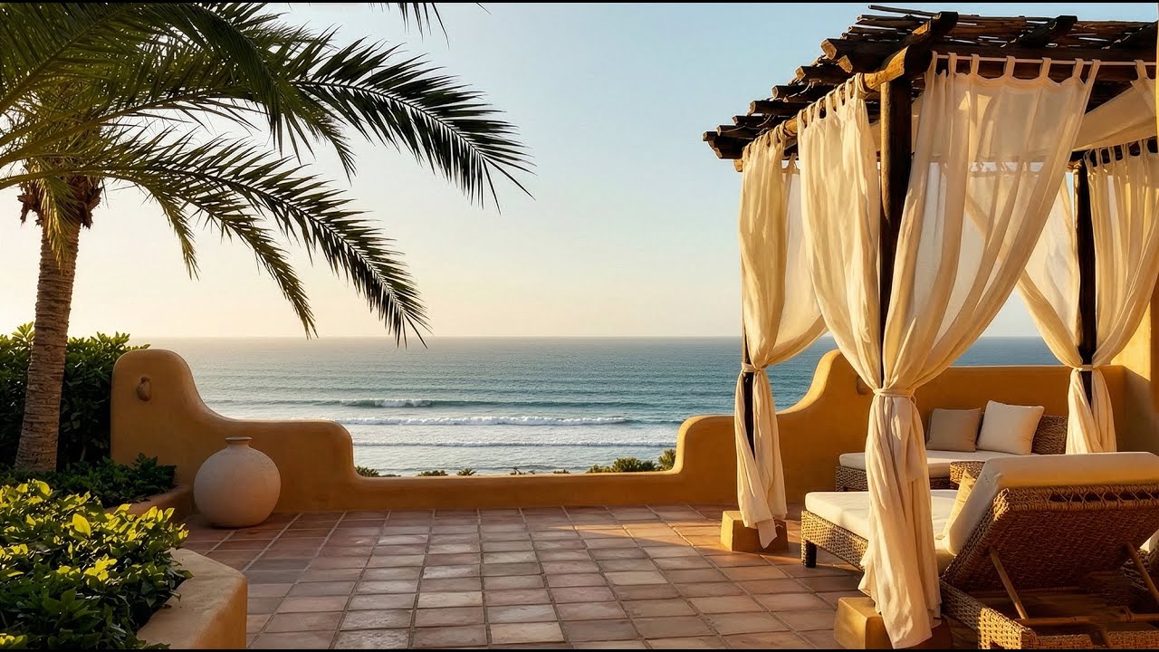 Luxury Mexican Resort Ocean Ambience 🌴 3 Hours of Relaxing Waves & Sunset Views