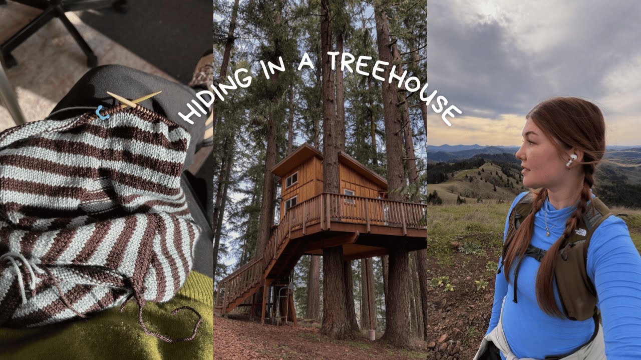I escaped to a treehouse for a weekend of knitting, hiking, reading & being alone 🌲🧶📚