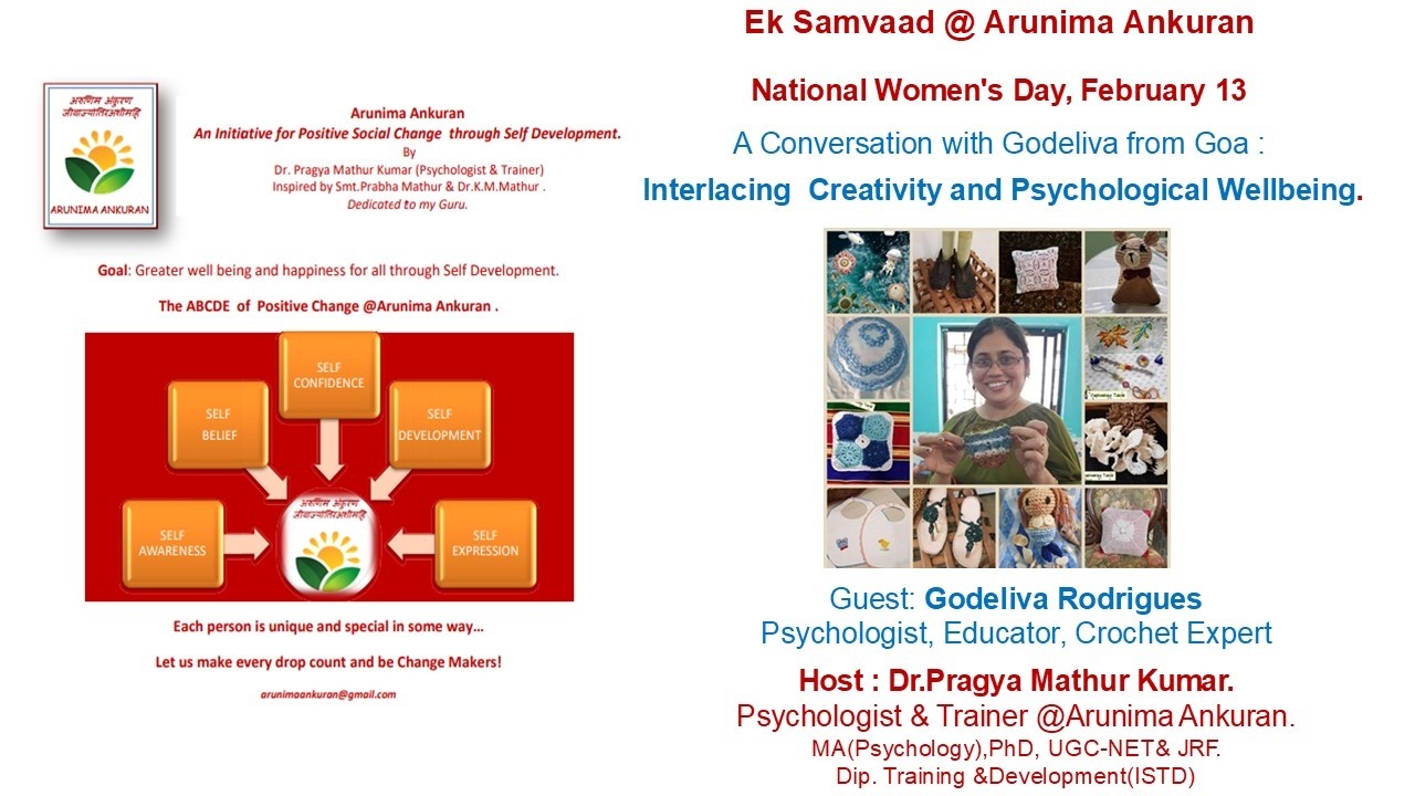 National Women's Day  with Godeliva from Goa : Interlacing  Creativity and Psychological Wellbeing