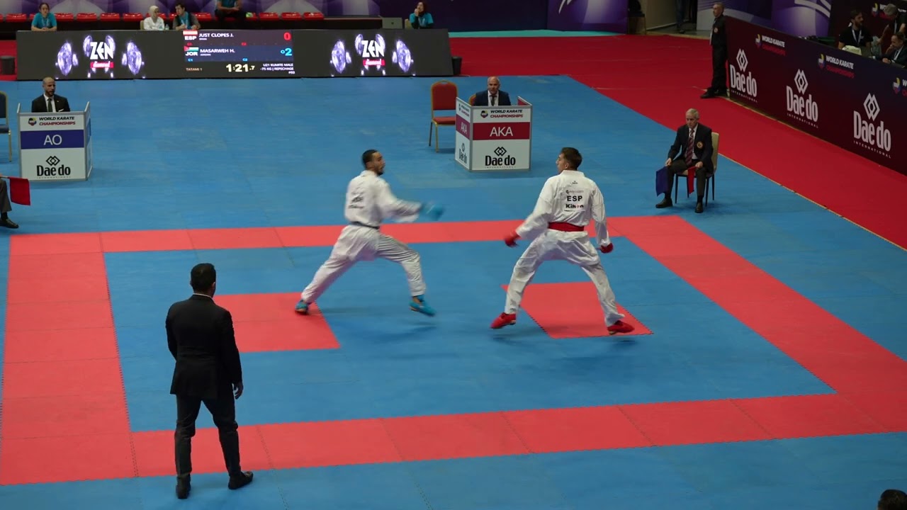 2022. Konya // U21 Kumite Male -75 kg: JUST CLOPES JOAN (ESP) vs MASARWEH HASAN (JOR)