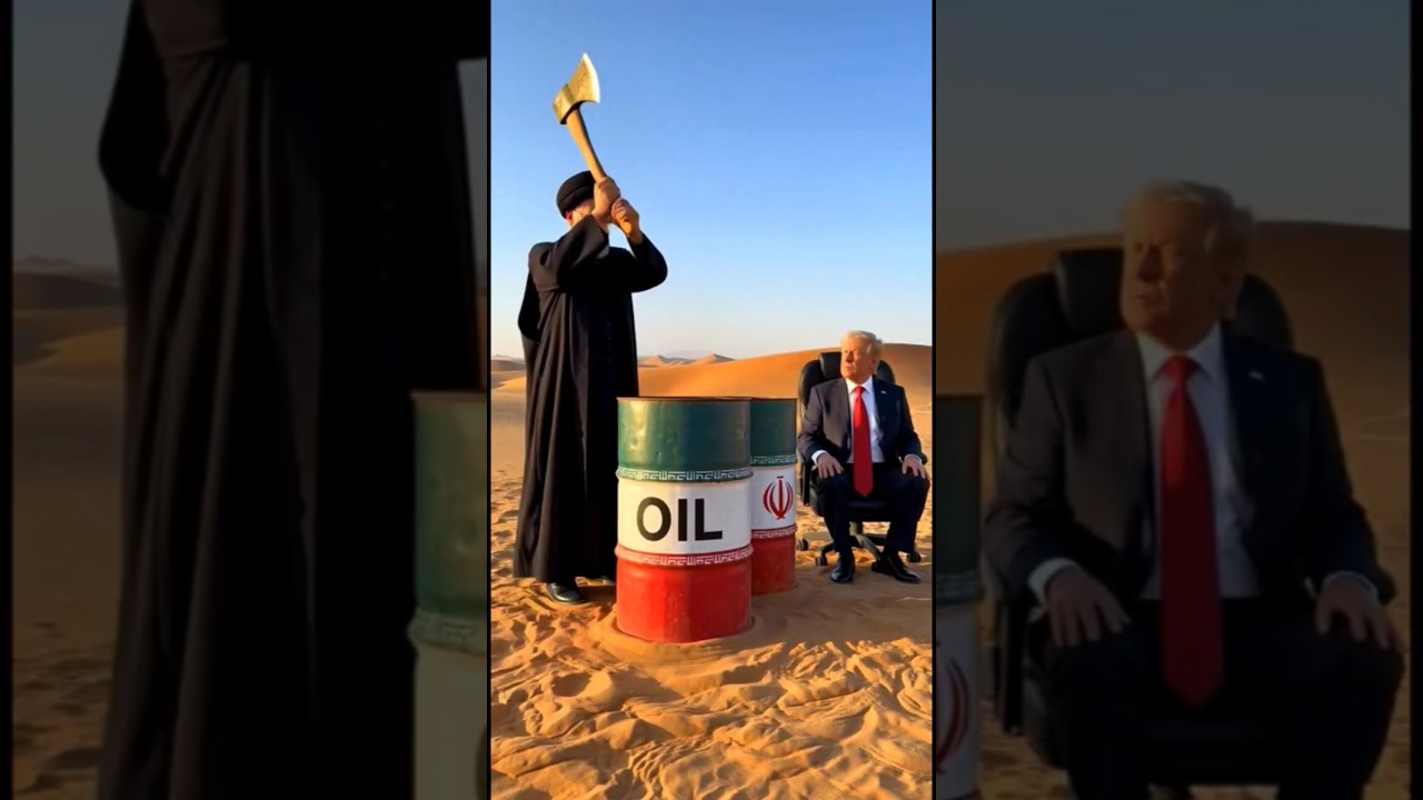 Khamenei and Trump in Desert 🤣 Oil Prank #satire #shortsfeed #trending #funny