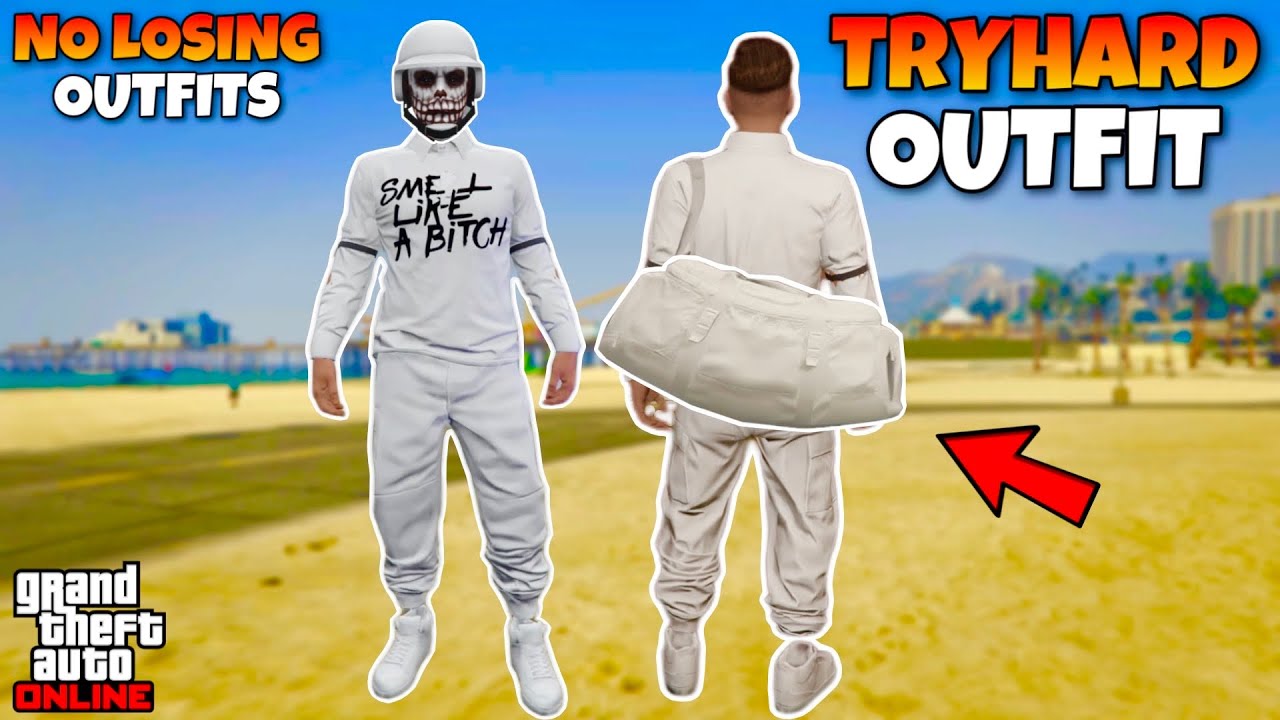 GTA 5 ONLINE EASY WHITE JOGGERS RIPPED SHIRT TRYHARD MODDED OUTFIT 1.71! (NO TRANSFER )