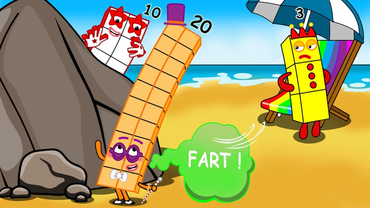 Don't Feel Angry of Friend About Fart, Numberblocks 20 farting - Numberblocks fanmade coloring story