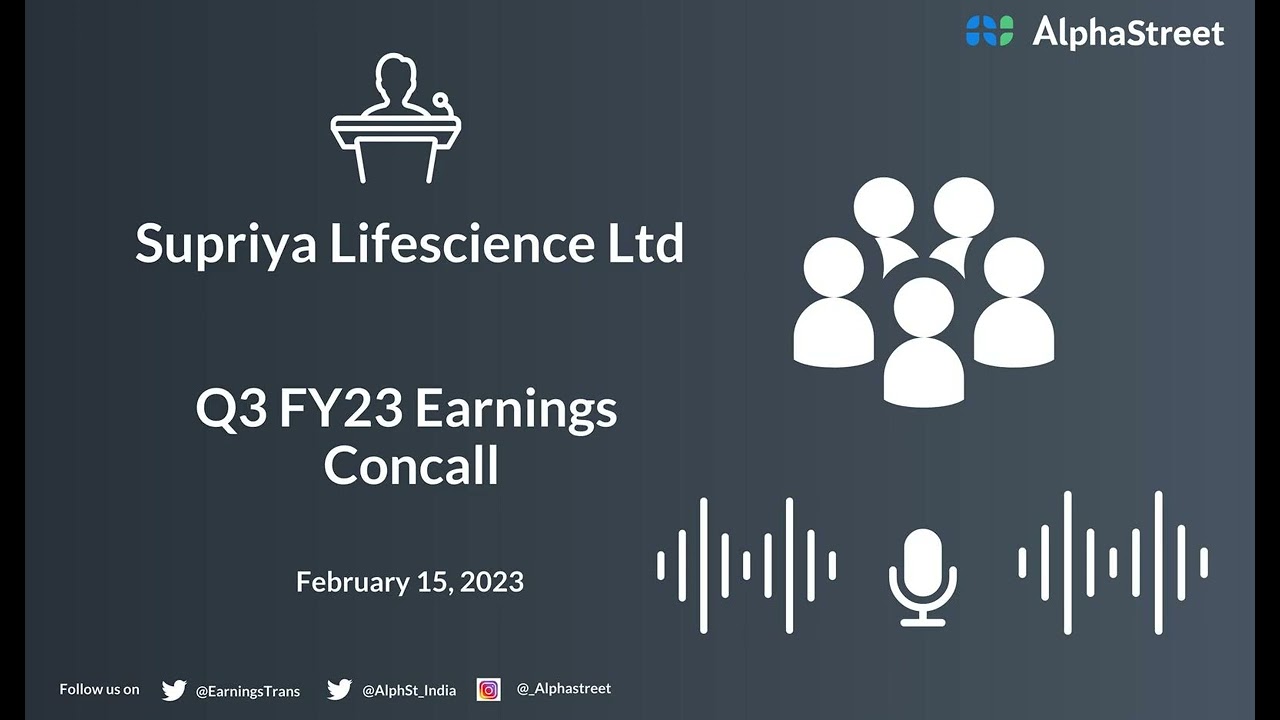 Supriya Lifescience Ltd Q3 FY23 Earnings Concall