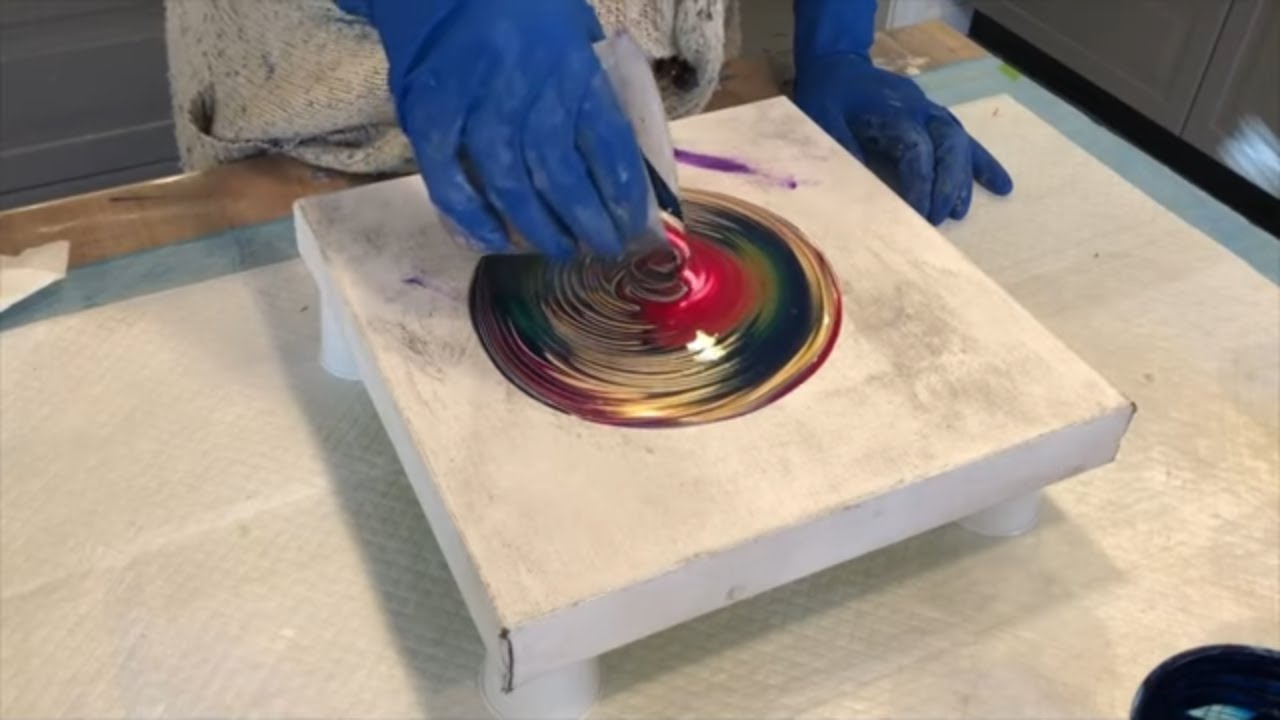 Two Little Ring Pours/acrylic pour/abstract art