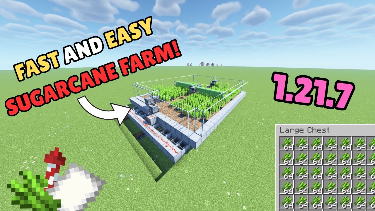 Minecraft SUPER FAST Automatic Sugarcane Farm 1.21.7 [FLYING  MACHINE!!]