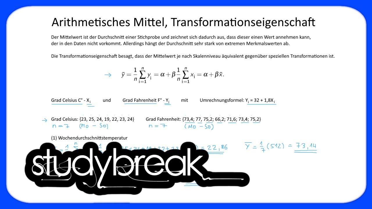 Arithmetisches Mittel, Transformationseigenschaft | Statistik