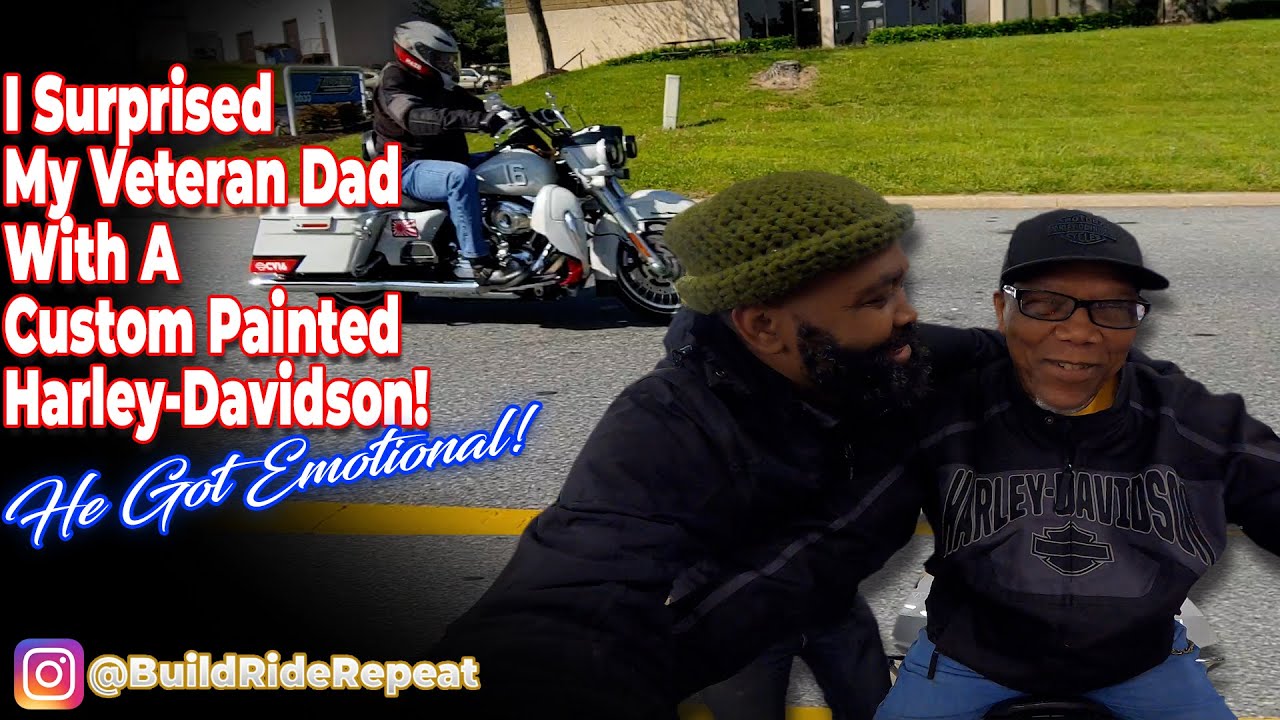 I Surprised My Veteran Dad with a Custom Painted Harley-Davidson! He Got Emotional!
