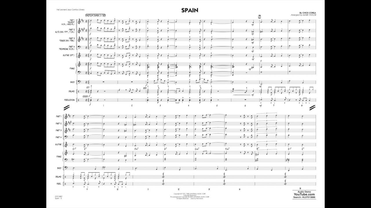 Spain by Chick Corea/arranged by Mark Taylor